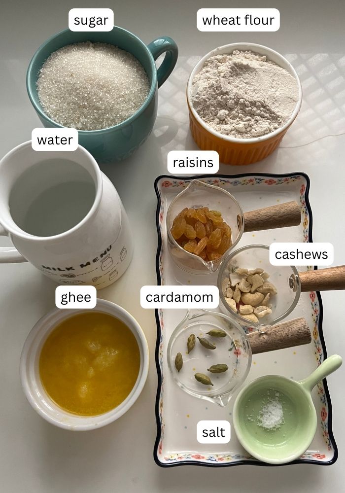 ingredients for making wheat halwa | atta halwa