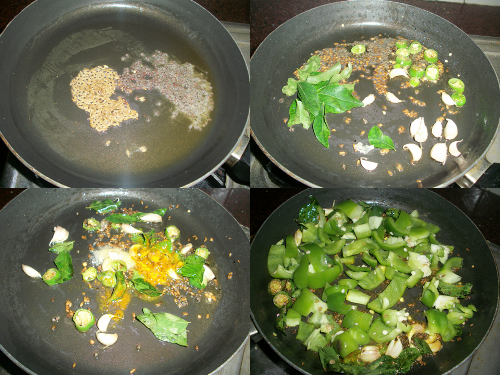 sauteing capsicum with garlic