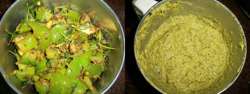 grinding capsicum chutney