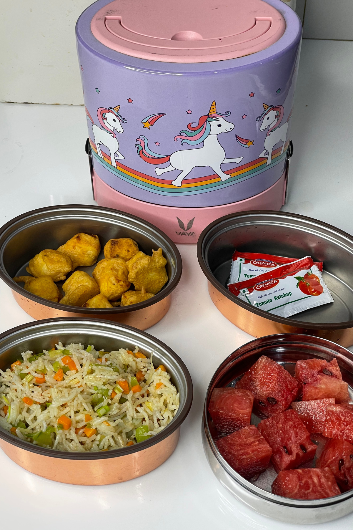 Back-to-School Bento Box with Rice and Veggies