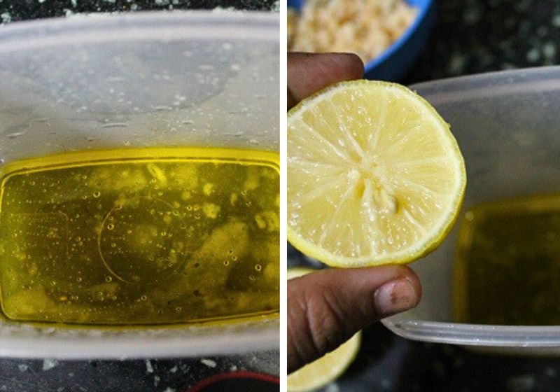 mix olive oil and lemon juice