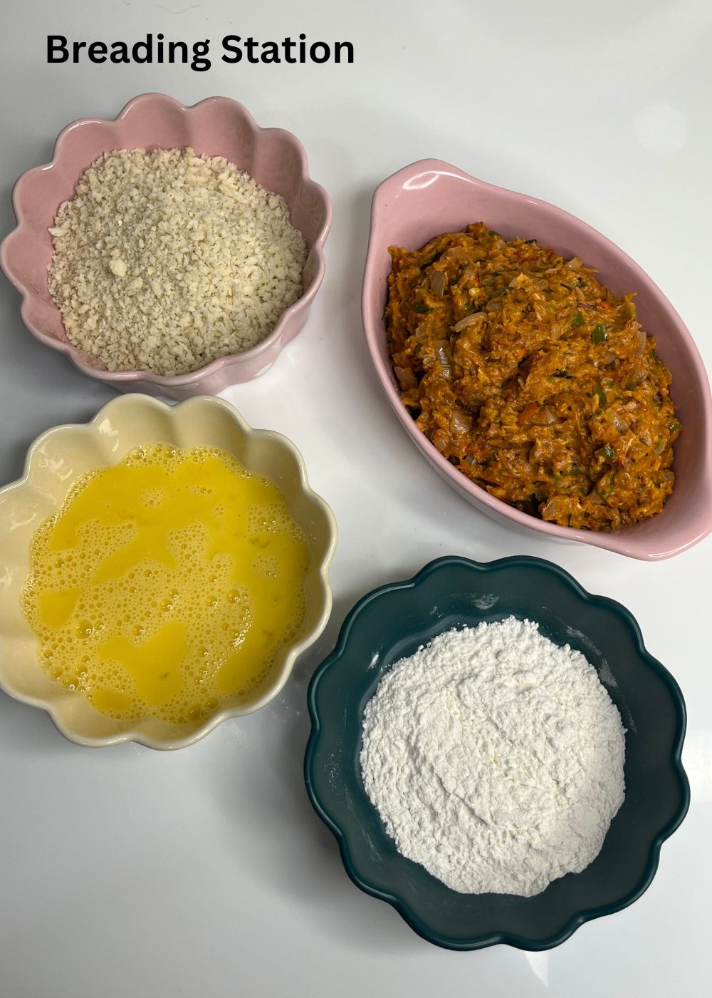 breading station for Chicken Croquettes 