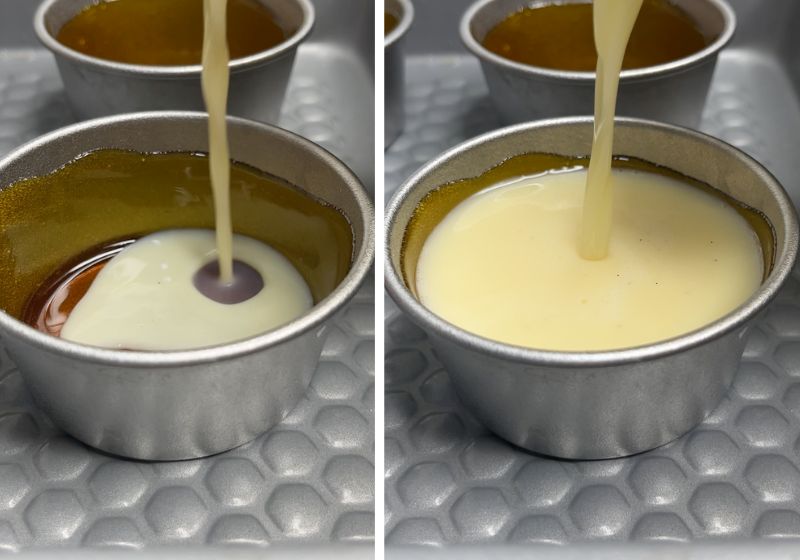 fill moulds with custard