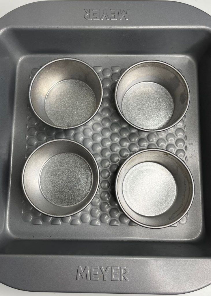 pudding moulds ready to be filled