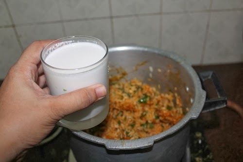 pour coconut milk