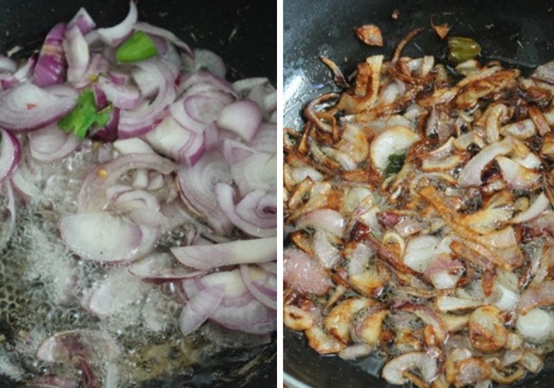 fry onions till golden