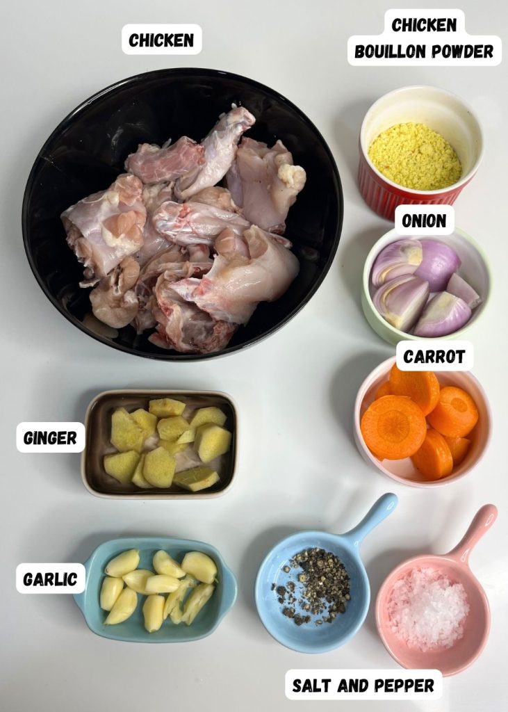 ingredients for making clear stock or broth
