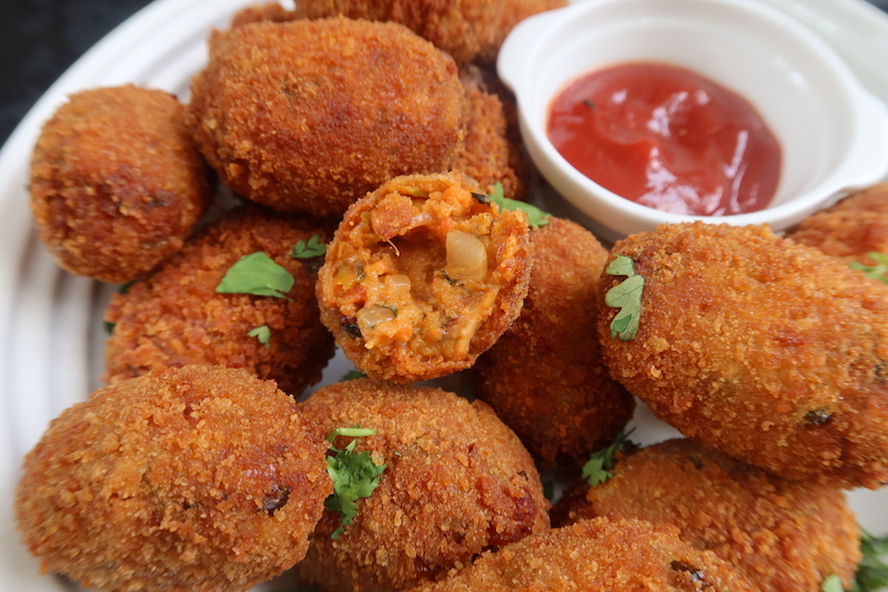 Chicken Croquettes inside texture shown