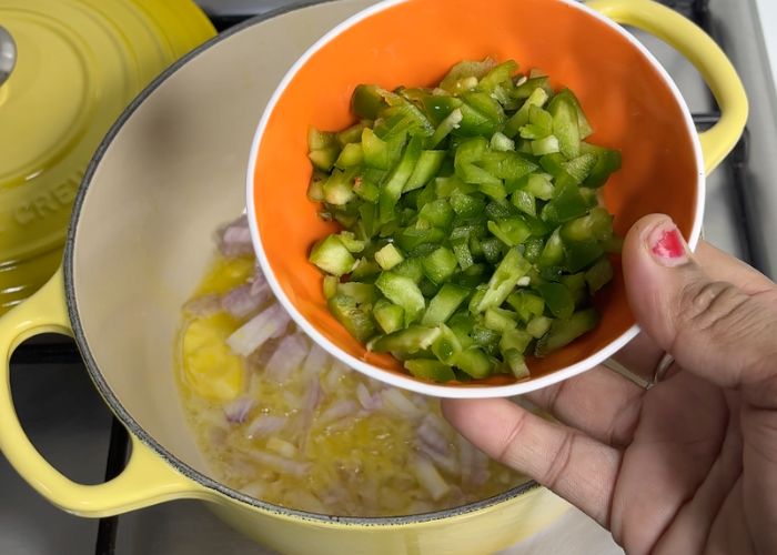 add in capsicum for making Chicken Croquettes 