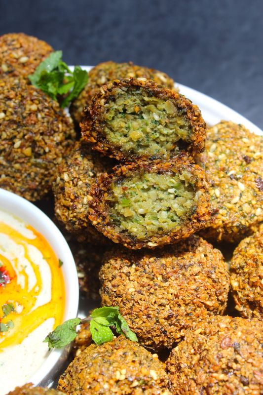 falafel crispy exterior and fluffy interior shown 