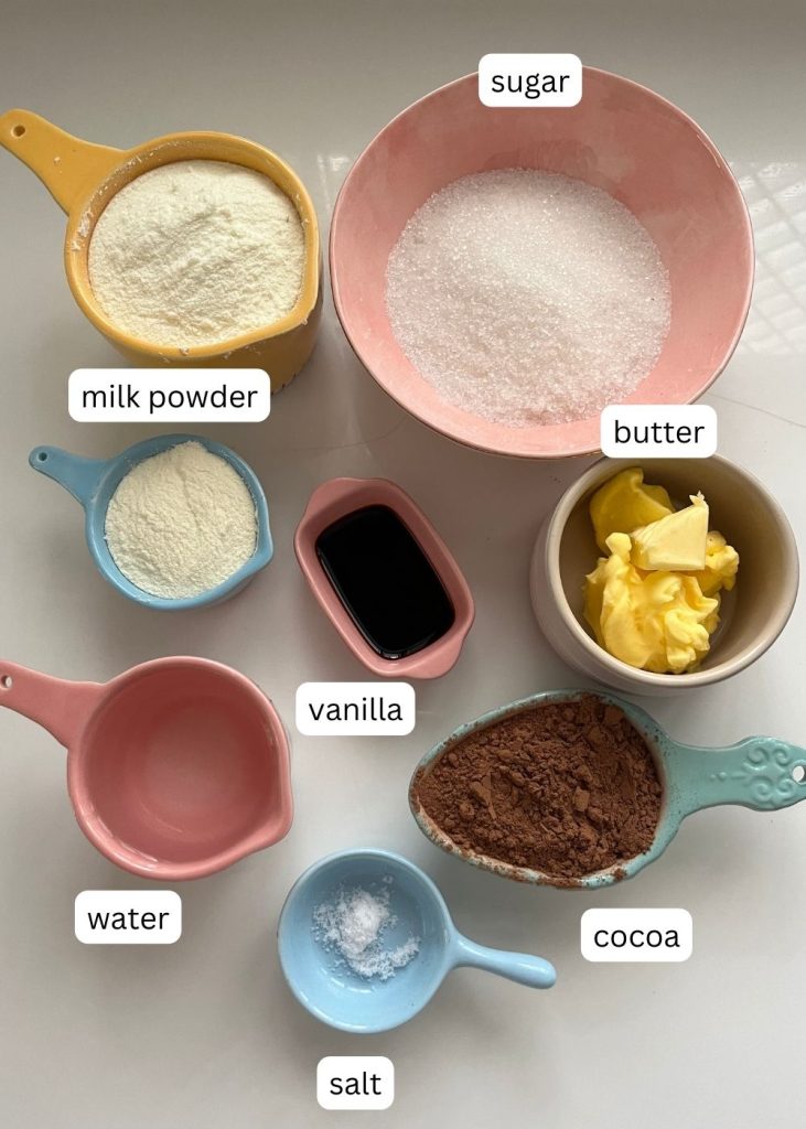 ingredients for homemade chocolates
