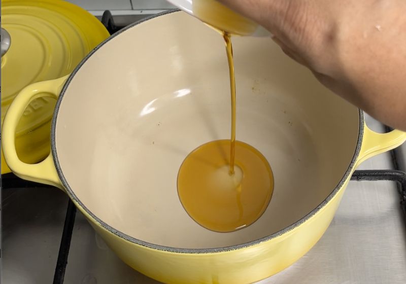 heat sesame oil in a stock pot