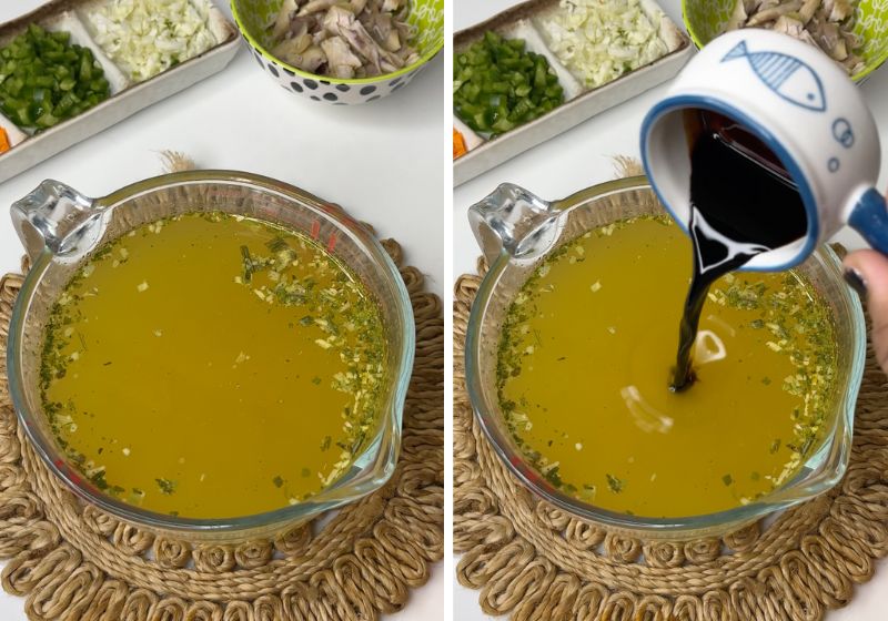 mix soy sauce with chicken stock