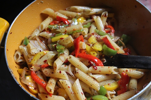 toss pasta well with spices