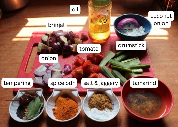 ingredients for making kara kulambu
