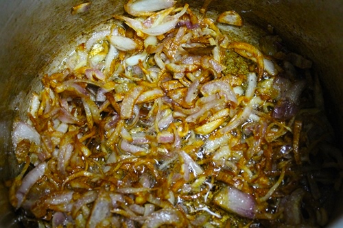 now onions is golden brown