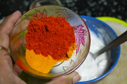 add kashmiri chilli powder and turmeric powder