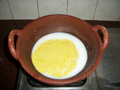 take buttermilk and coconut paste in a kadai