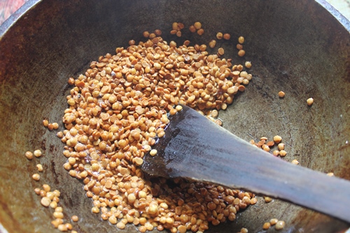 toor dal well roasted and golden brown 