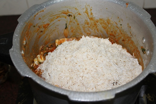 add soaked drained rice