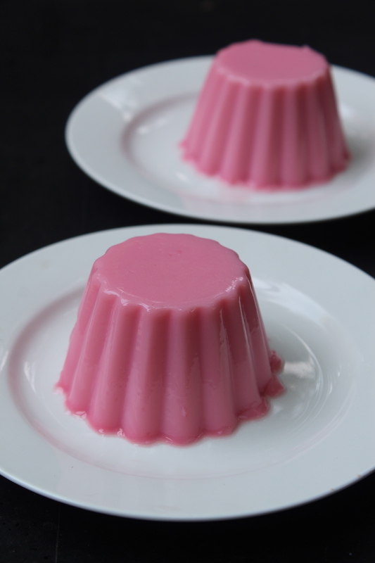 rose pudding served in a plate