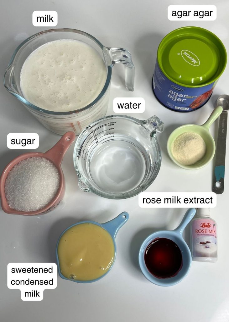 ingredients for making Rose Pudding