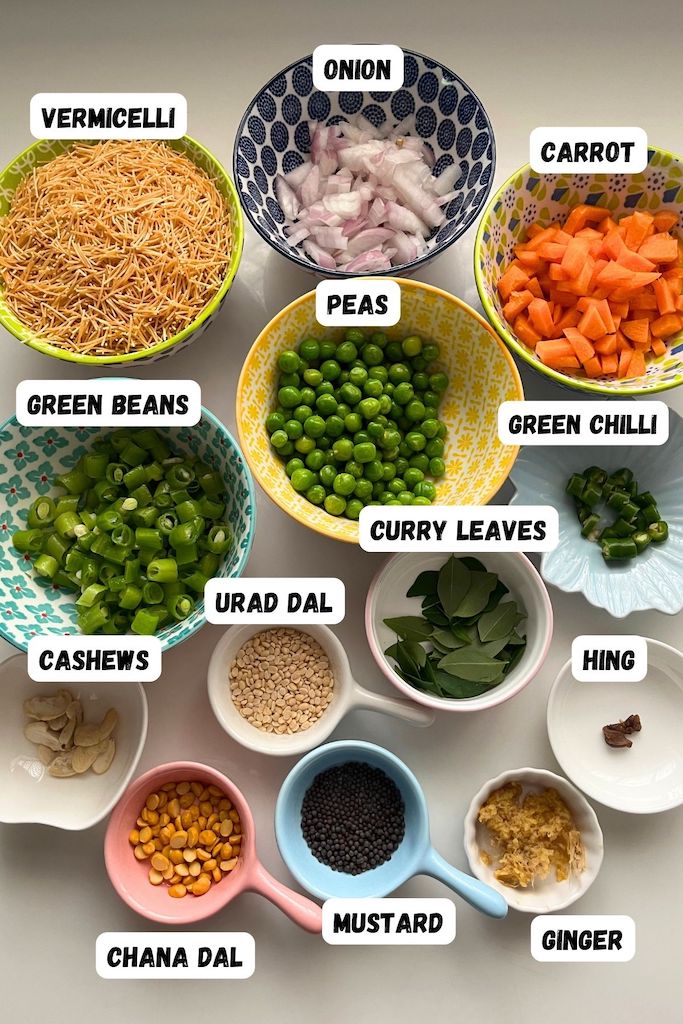 ingredients for making semiya upma