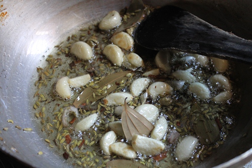 fry garlic till golden brown