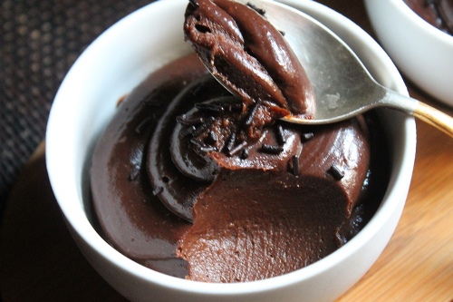 a spoonful of vegan chocolate mousse