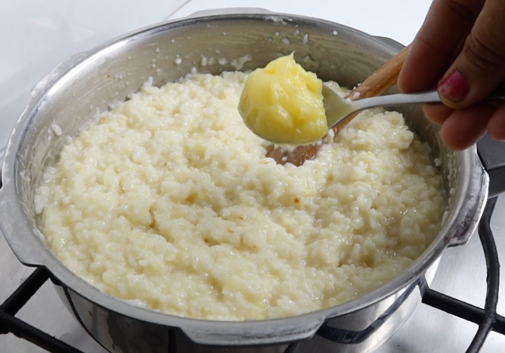 add ghee over rice