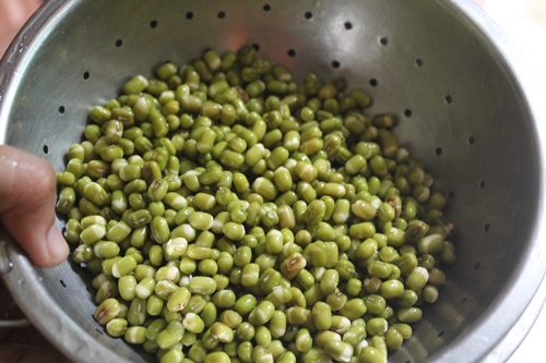 strain green gram in a colander