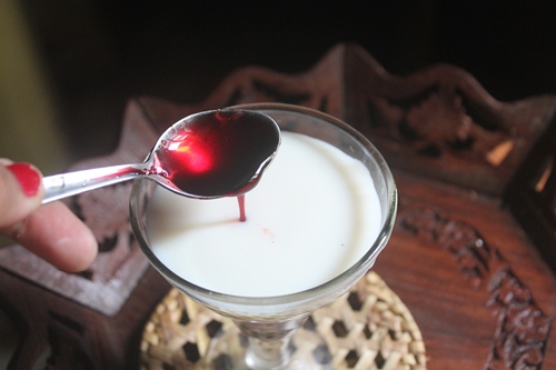 mix beetroot syrup with cold milk