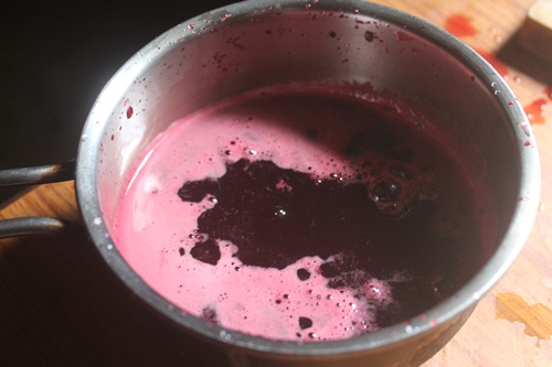 beetroot juice taken in a sauce pan