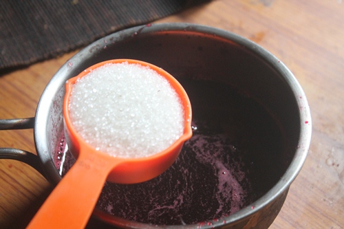 add in sugar and cook the mixture till syrupy