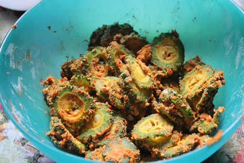 marinated to make bitter gourd chips