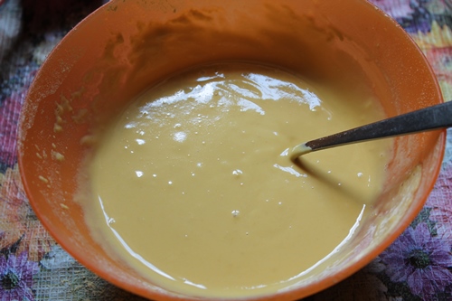 mix gram flour into a smooth batter