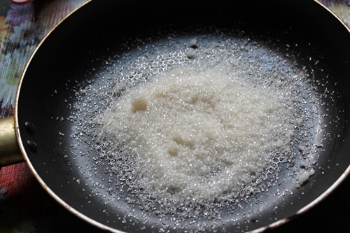 for sugar syrup, take sugar in a pan