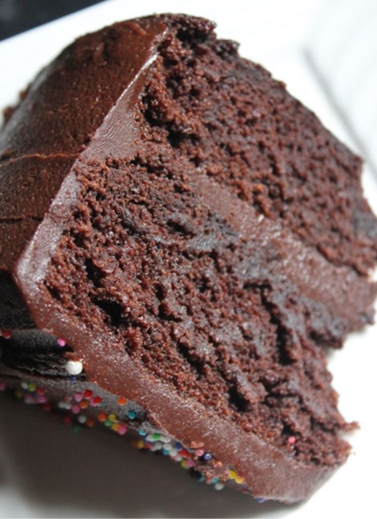 a slice of chocolate cake