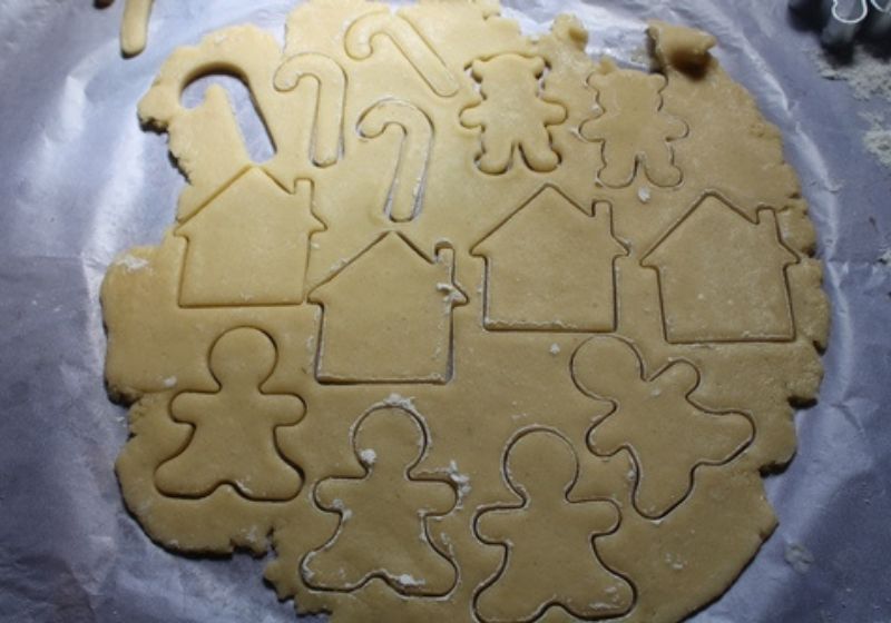 sugar cookies cut from the dough