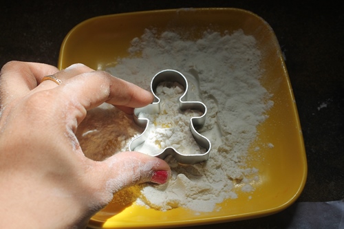 dip cookie cutter in flour before cutting to prevent sticking