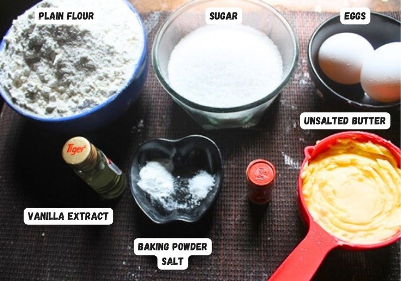 ingredients for making sugar cookie dough