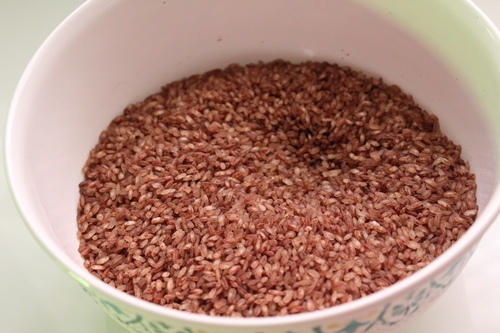 red rice is cooked