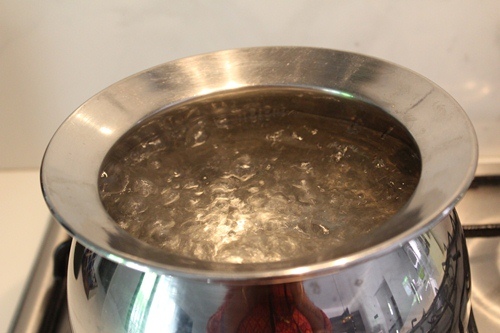 bring water to boil in pot