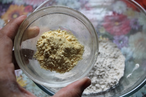 add gram flour to wheat flour