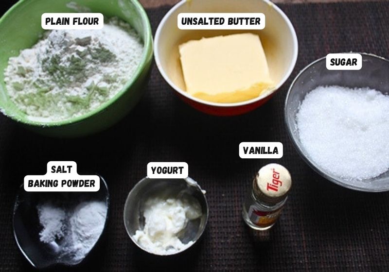 ingredients for making eggless sugar cookies