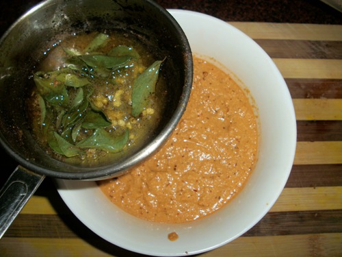 pour tempering over chutney