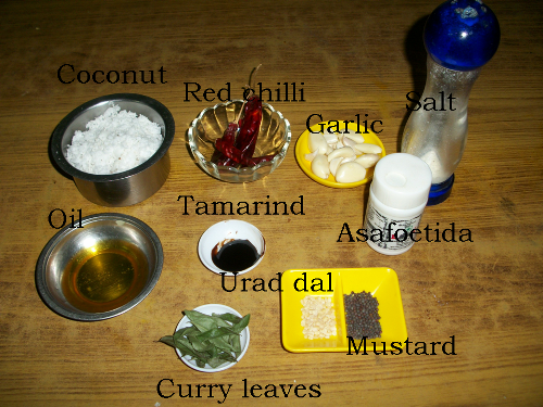 ingredients for making garlic chutney