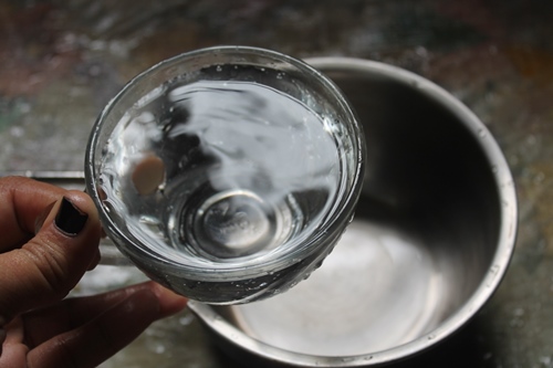 add water into the sauce pan