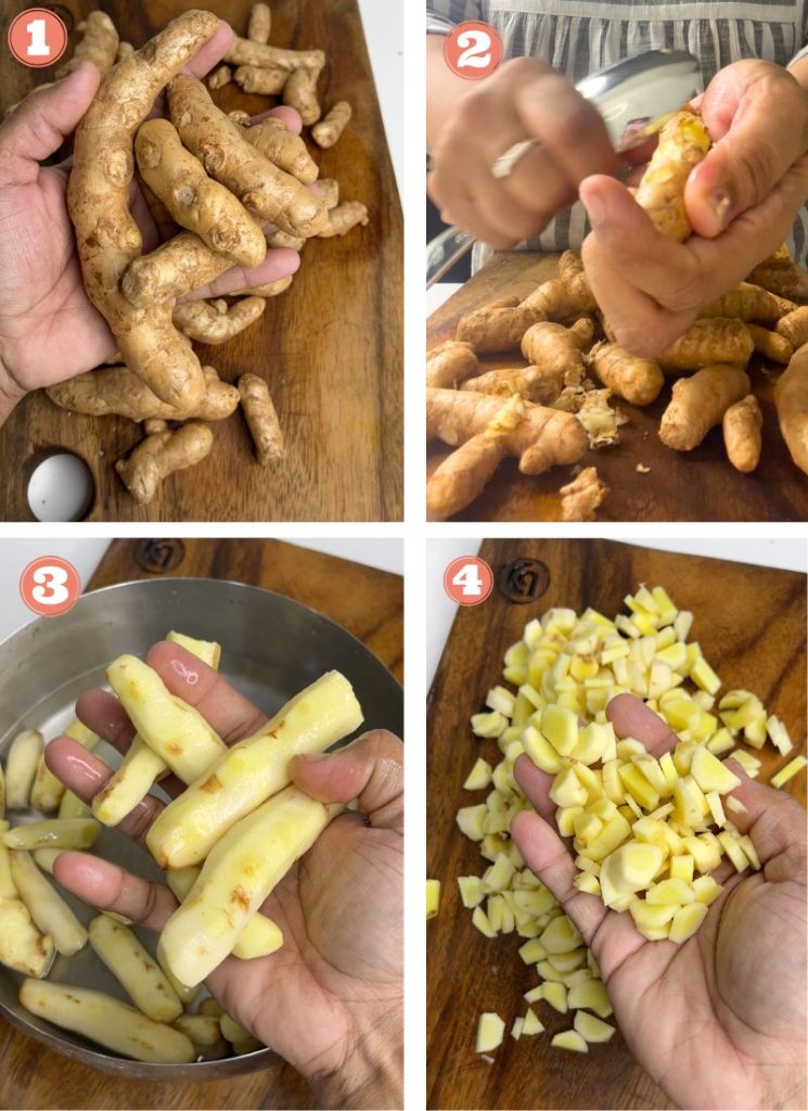 How to Clean & Cut Mango Ginger (Maa Inji)