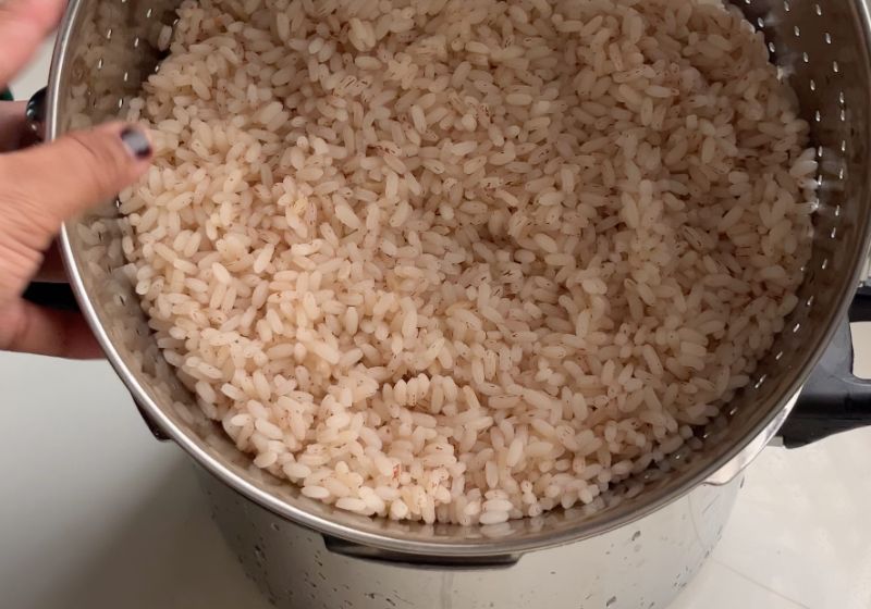 rice is drained